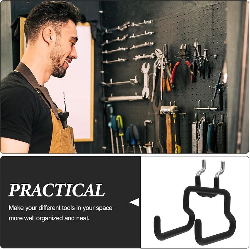 Heavy Duty Black Metal Pegboard Hook For 2.5 Inch Hole Spacing Garage Wall Tool Organizer - Image 3